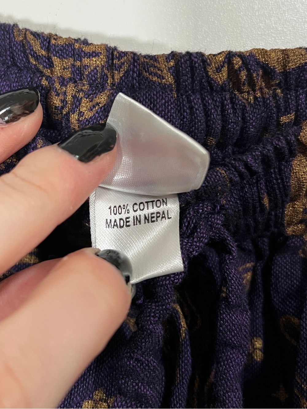 Tiered Skirt Mushroom Celestial Witchy in Purple Gold Pockets Large Flowy Cotton - Picture 3 of 10